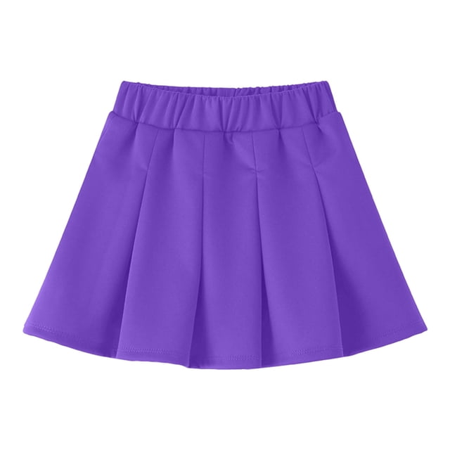 Odeerbi Niñas Falda Plisada Color Sólido Cintura Elástica Falda Uniforme de La Escuela