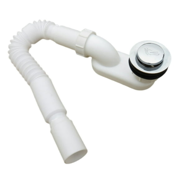Flexible Freestanding Tub Drain Kit Low Profile Flat Trap Plastic Bathtub Shower Drain Pipe Suitable for Home and RV Bathtubs