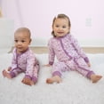 thumbnail image 4 of The Peanutshell Blissful Florals Baby Pajamas, Footless Baby Sleepers, Pink-Purple-Blue, 6-9 Months, 2-Pack, 4 of 5