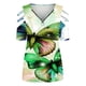 thumbnail image 4 of Elegante blusa estampada con cuello en V para mujer, camiseta suelta de manga corta con cremallera OAVQHLG3B Store  lin121212, 4 of 4