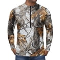 thumbnail image 3 of Forest Camo Quarter Zip Pullover for Men, Long Sleeve Hunting Fishing Jersey with Moisture Wicking Quick Dry Fabric - Lightweight Outdoor Athletic Performance Tops Camel XL, 3 of 6