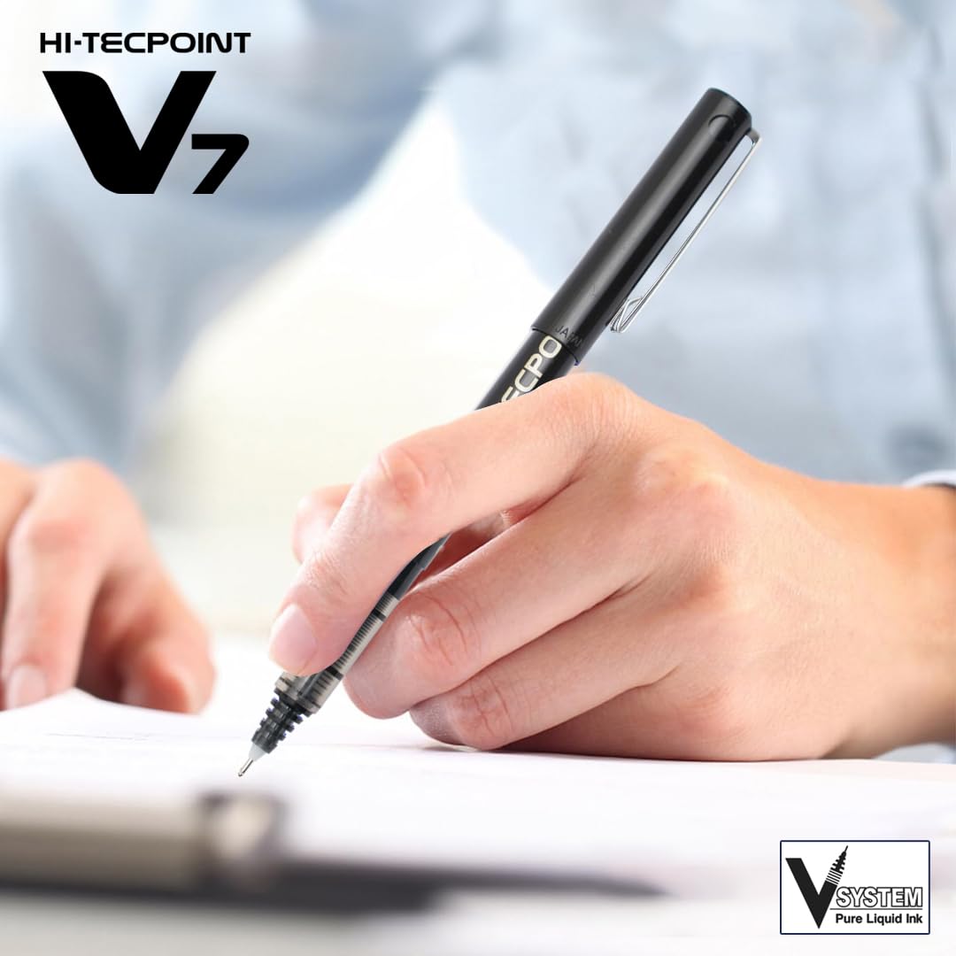 Pilot V7 Liquid Ink Roller Ball Black Pen (Pack of 12)