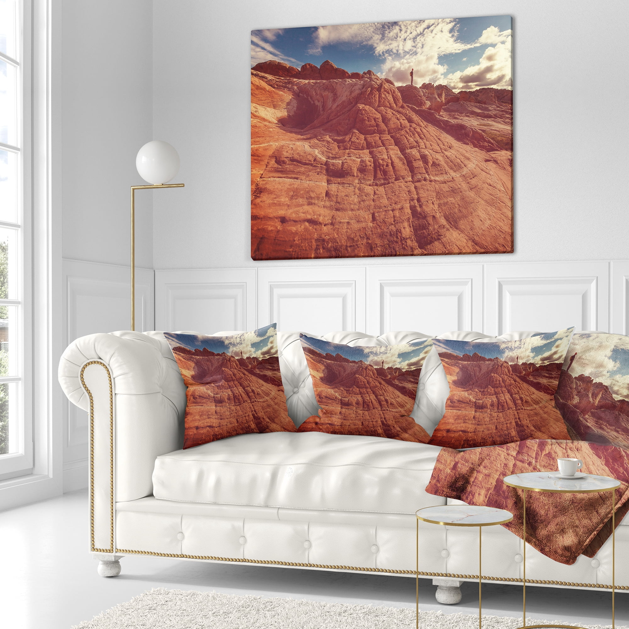 Designart Vermilion Cliffs At Sunrise - Landscape Printed Throw Pillow - 18x18