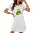 thumbnail image 1 of Camisón corto navideño para mujer, talla grande, cuello redondo, manga corta, estampado en el pecho, vestido de noche para mujer, 1 of 3