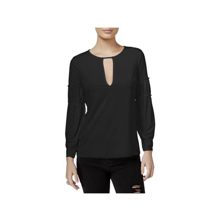 Guess Womens Micah Matte Jersey Keyhole Blouse