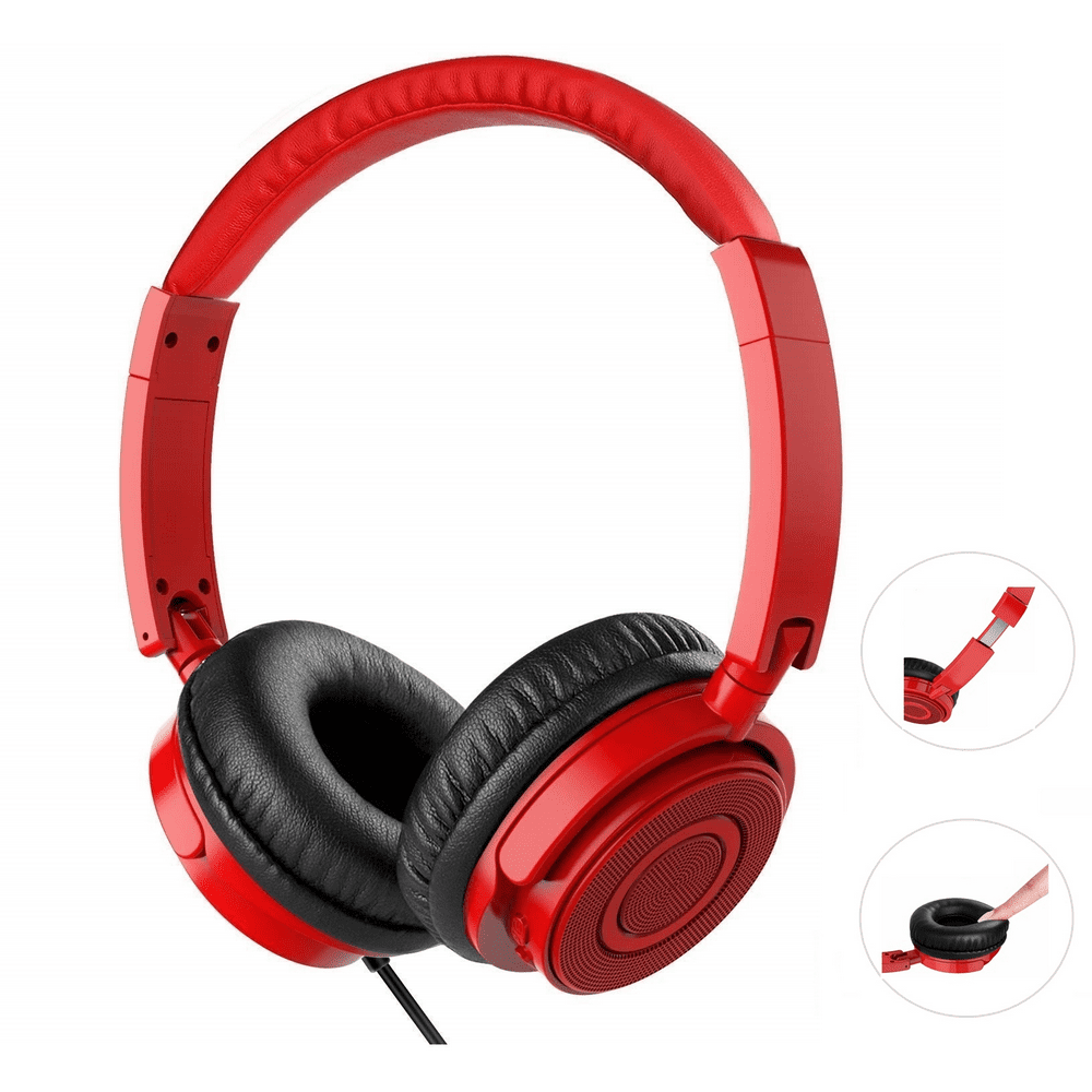 On Ear Headphones with Microphone Wired Stereo Bass Headset for