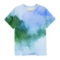thumbnail image 4 of YunPes Girls T Shirts Tie Dye Short Sleeve Shirts Kids Summer Tops Soft Casual Crewneck Basic Tees Dance Streetwear Birthday Outfits, 4 of 5