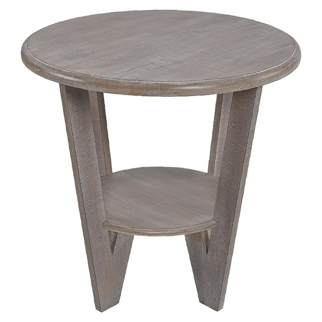 COZAYH Rustic Farmhouse Wooden End Table with Storage Shelf, Vintage Grey Finish