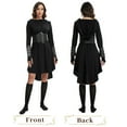 thumbnail image 5 of GYQMBT 5 Pcs Women Renaissance Elf Costume Hooded Robe Lace Up Medieval Fairy Dress Suitable for Halloween Cosplay,Black,L, 5 of 7