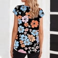 thumbnail image 4 of Mifsaly Vacation Tops for Women Floral Print V-Neck Short Sleeve Blouses Comfortable Relaxed Office Work Shirts Weekend Going Out Summer Outfits XL, 4 of 6
