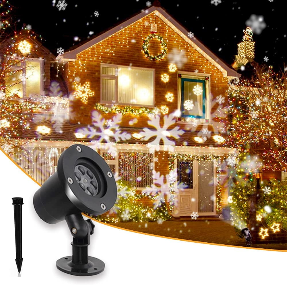 Morttic Christmas Snowflake Projector Lights Outdoor, Moving Snowfall
