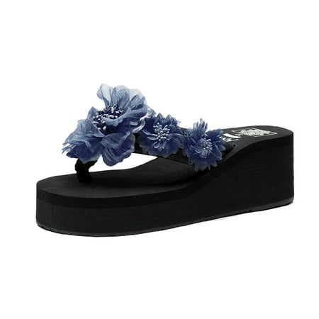 

Wesracia shoe Women Ladies Fashion Summer Flowers Bohemian Style Slippers Beach Sandals Shoes women shoes for ladies summer