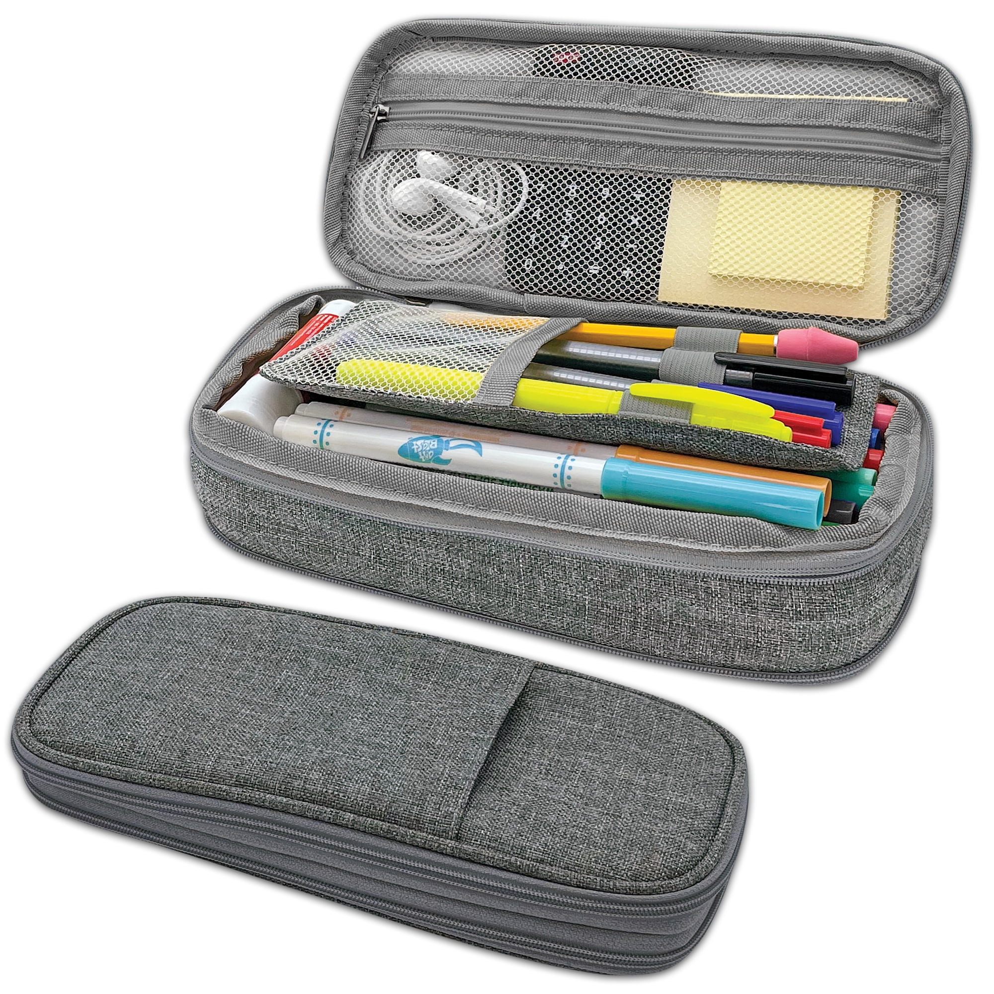 Teacher Created Resources Gray Pencil Case, Pack of 3