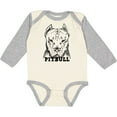 thumbnail image 3 of Inktastic Pitbull Sketch Portrait with Dog Breed Name Boys or Girls Long Sleeve Baby Bodysuit, 3 of 5