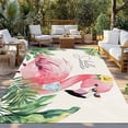 thumbnail image 2 of Summer Green Palm Leaf Outdoor Rug 3x5 Ft - Reversible Patio Rug Outdoor Camping Rugs, Pink Flamingo Tropical Plant Washable Indoor Outdoor Area Rugs, Non-Slip Outdoor Carpet Runner for Deck/Porch, 2 of 8
