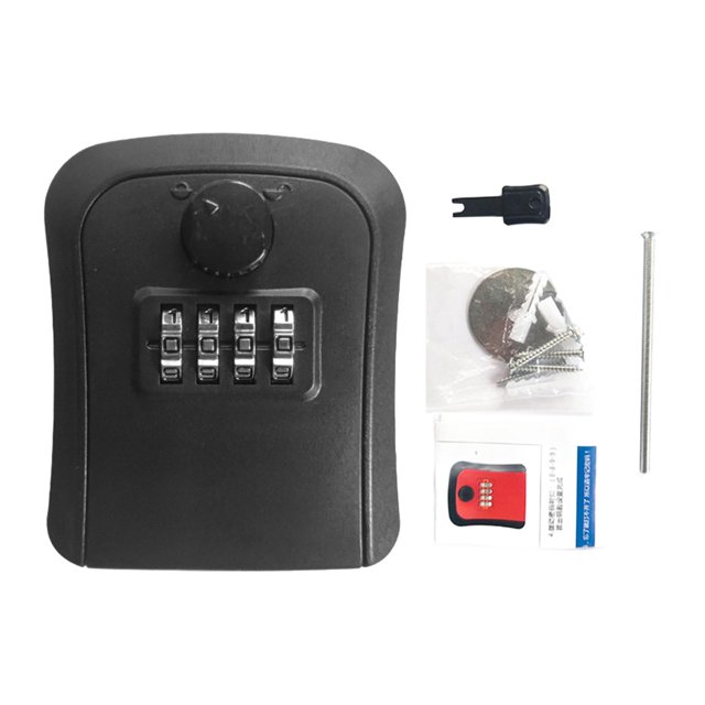 Abbracc Key Box Security Lock Box Wall Mounted Waterproof Spare Key Storage Box Password Black