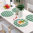 thumbnail image 6 of Ryvnso Green and White Checkered Pattern Round Plate Mats Dining Table Placemat Set of 4 for Holiday Decoration, 6 of 7