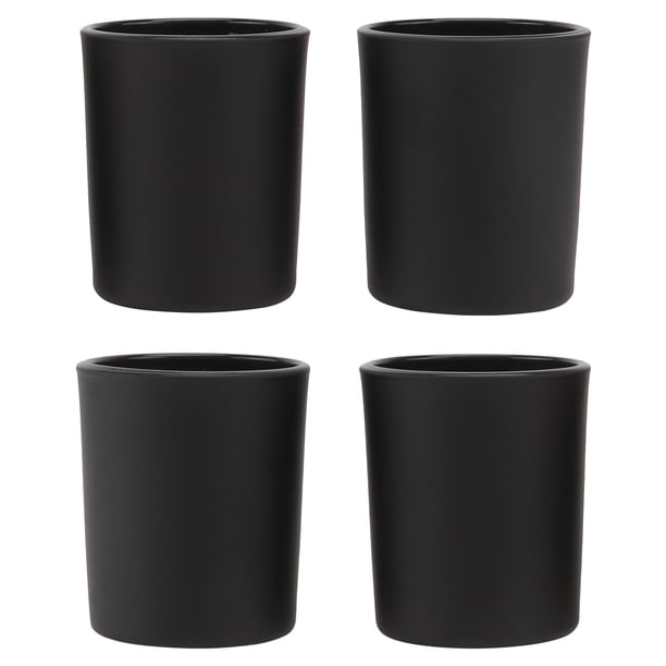 Juego de 4 vasos de cristal para velas, candelabros sencillos para el hogar, decoración de mesa de comedor, color negro
