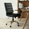 thumbnail image 4 of Flash Furniture Whitney Mid-Back Swivel LeatherSoft Desk Chair with Armrests, Black/Gold, 4 of 19