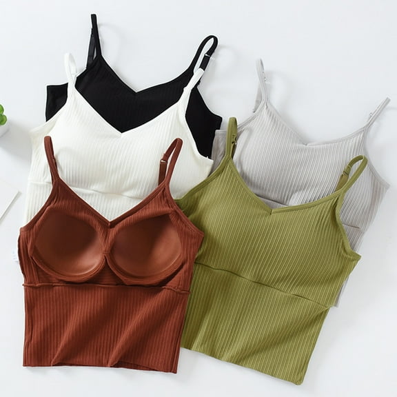 Tunic Tank Tops for Women Women's Fit Camisole with Built in Bra Fashion Women's Summer Casual Solid Color Loose V-neck Tank Black S