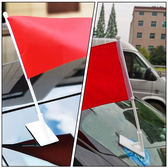 Phenofice 15Ud Practical Adhesive Flag Poles White Plastic for Car Window Decoration