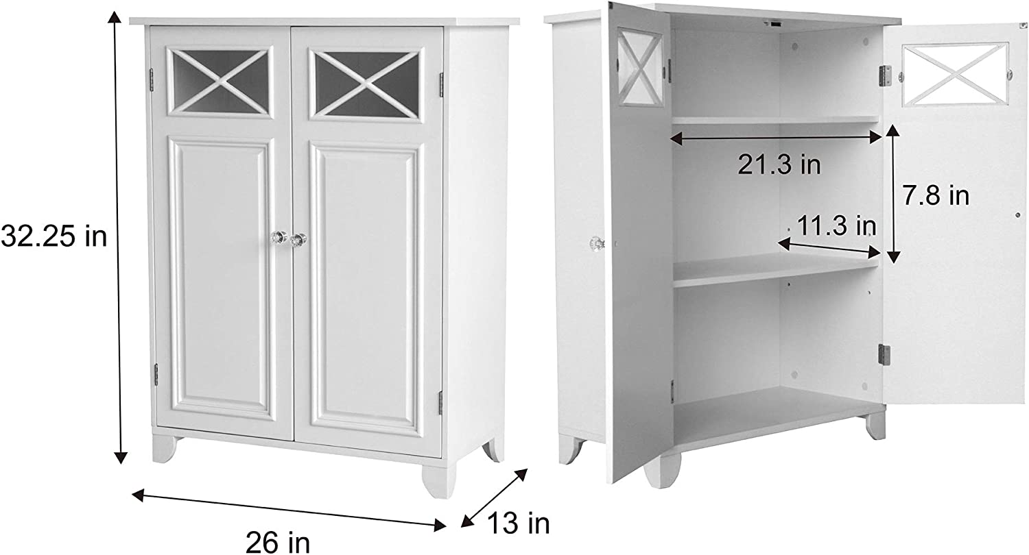 Teamson Home Dawson Wooden Floor Cabinet with Cross Molding and 2 Doors, White - image 8 of 9