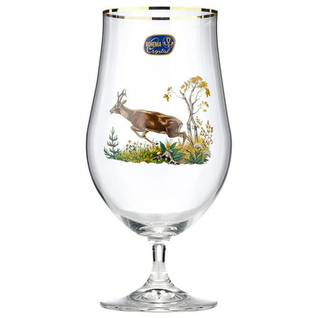 

World Gifts Hunting Deer Decorative Design Beer Glass - 16.5 oz