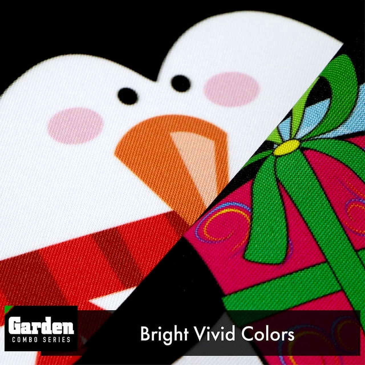 G128 2sets: 36"x16" Garden Yard Flag Stand Black & 12"x18" Christmas Garden Flag Penguin Candy Cane