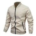 thumbnail image 2 of Miluxas Men's Track Jackets Lightweight Full Zip Tops Casual Slim Fit Coat Workout Running Athletic Active Jacket with Pockets Beige, 2 of 4