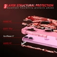 thumbnail image 5 of Casetego for iPhone 17 5G Case,Glow in The Dark Three Layer Heavy Duty Shockproof Protection Hard Plastic Bumper+Soft Silicone Protective 6.3 inch Case,Rose Gold Butterfly, 5 of 9
