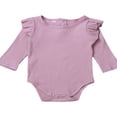 thumbnail image 1 of Infant Newborn Baby Boy Girl Long Sleeve Romper Cotton Ruffled Solid Color Bodysuit, 1 of 6
