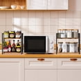 thumbnail image 3 of Linqz 2-Tier Kitchen Counter Shelf Organizer, Multifunctional Coffee Bar Station & Spice Rack for Countertop, Rustic Brown, 3 of 8