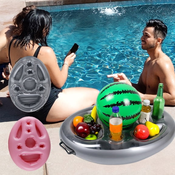 Xihbxyly Bandeja Inflable para Piscina, Portavasos Flotantes, Portavasos y Porta Bocadillos, de Pvc, Duradera y a Prueba de Fugas, Ideal para Fiestas En La Piscina y Vacaciones En La Playa, 70 X 52 X