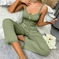 thumbnail image 1 of Women Pajama Set Women Casual Two-piece Set Women's Summer Pajamas Set with Low-cut V Neck Tank Top High Elastic Waist Trousers, 1 of 4