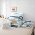 thumbnail image 5 of Manfei Kawaii Cartoon Whale Twin Bedding Sets 7-Piece for Teens, Marines Ocean Waves Bedding Comforter Set, Blue Marine Sky Reversible Sheet Sets, Lightweight Room Decor, 5 of 7