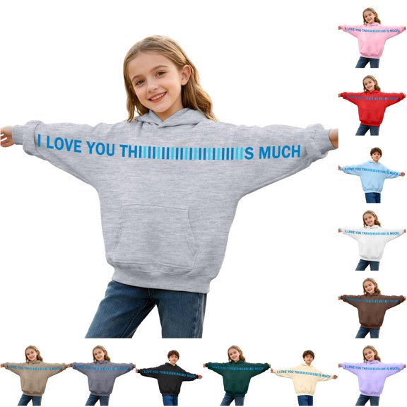 Girls Long Sleeve Letter Print Hooded Sweatshirt Casual Pullover Hoodie with Soft for Daily Wear and Outdoor Activities Youth Fashion Apparel Hoodie for Girls 13-14 Y