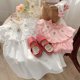 thumbnail image 2 of Vestido de niña con bordado de rosas vintage, falda de algodón de manga corta con encaje de verano para niña, 2 of 6