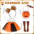 thumbnail image 4 of 4PCS Halloween Costume Set for Kids Girls, Black and Orange Tutu Skirts with Striped Socks Pumpkin Bow Headband and Trick or Treat Bags for Halloween Cosplay Party, 4 of 7