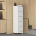 thumbnail image 2 of 5 Drawer Metal Vertical File Cabinet with Lock on Wheels for Home Office,Heavy Duty Metal Storage Cabinet for A4/Letter/Legal Size Files, White, 17.71"D*15.16"W*64.17"H, 2 of 7