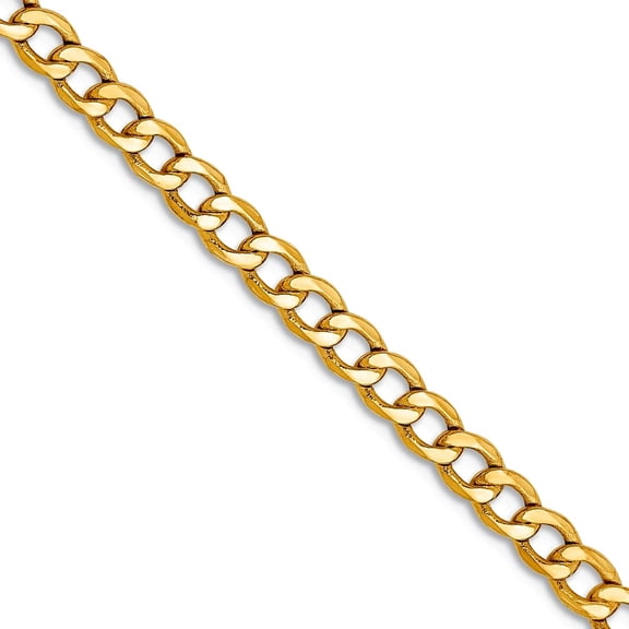 14k Yellow Gold 2.85mm Semi-solid Curb Chain Necklace 16 Inch Chain Necklace for Women and Men