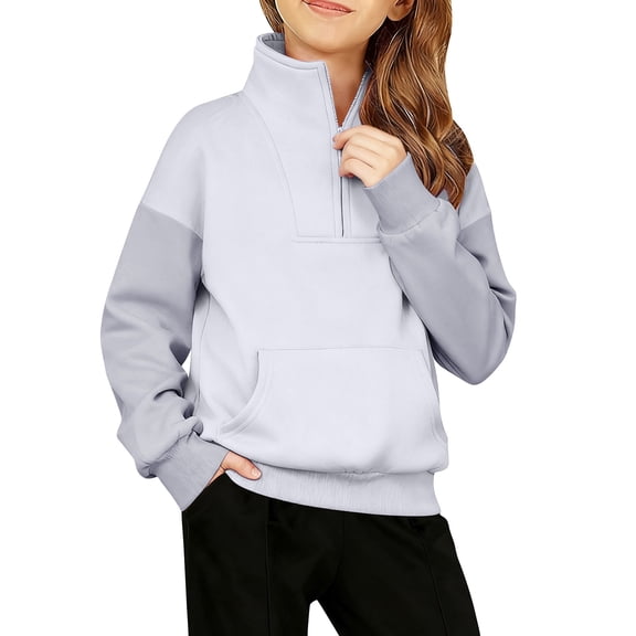 YunPes Boys Girls Solid Color Half Zip Sweatshirt Thumbhole Sweatshirt Winter Clothes for Teen Girls