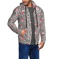 thumbnail image 2 of Goofa Rose Mix Leopard 3 Pattern Mens Full-zip Hoodie, Zip-up Pullover Hooded Sweatshirt, Kangaroo Pocket Hoodie Ideal for Daily Wear, Travel, and Home-Large, 2 of 5