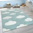thumbnail image 3 of Paco Home Kids Rug with Charming Clouds for Nursery in Pastel Blue, 3 of 5