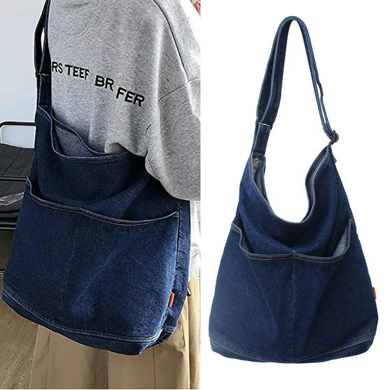 Large Capacity Denim Bag Retro Crossbody Bag