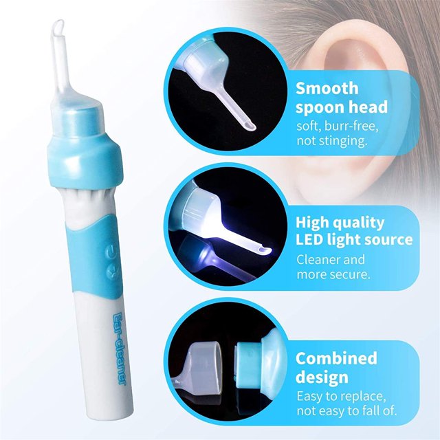 Aspirador de oídos para niños Cabeza suave Succión eléctrica de cerumen Limpiador de oídos con luz LED JAMW Sencillez