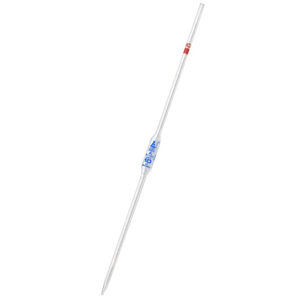Volumetric Pipette, 10mL Class A Blue Markings Red Coded Borosilicate Glass Eisco Labs
