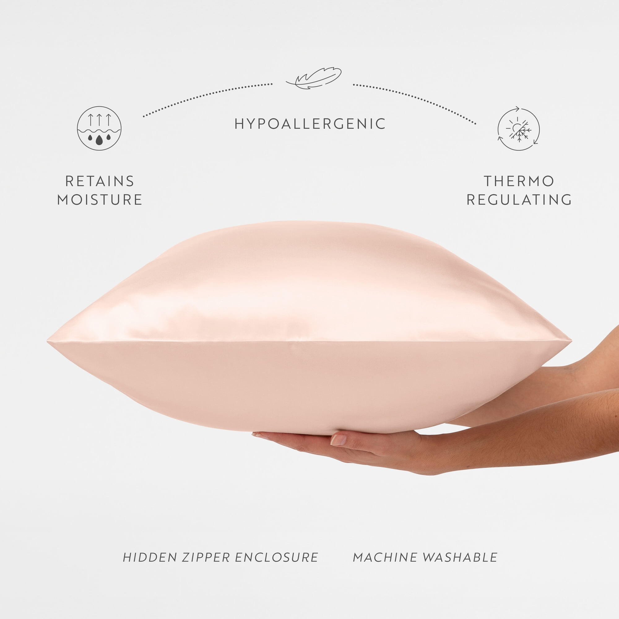 100% Mulberry Silk Pillowcase for Hair and Skin by Noble Linens, Blush
