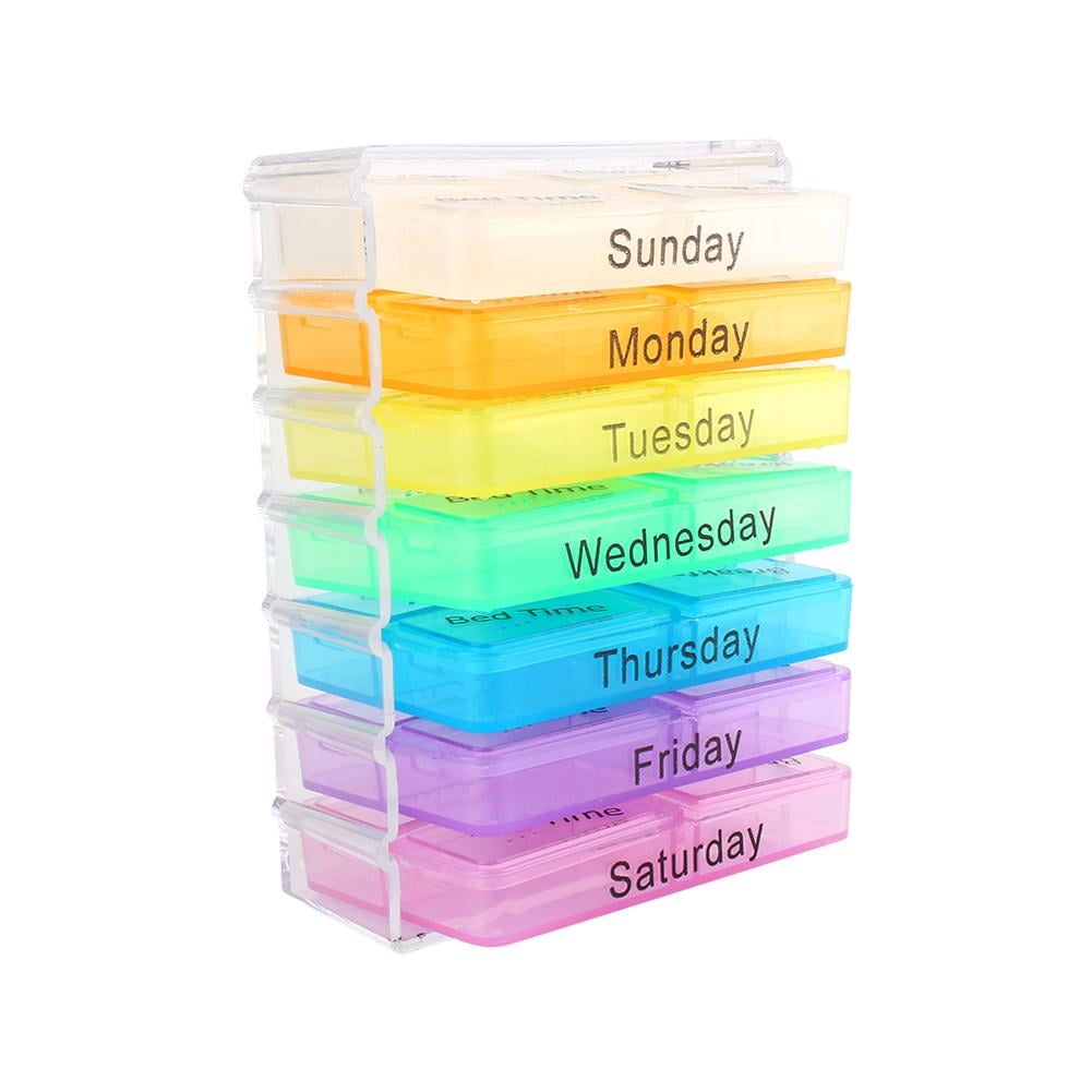 WALFRONT 7 Days Weekly Dispenser Am Pm Storage Pill Box Container