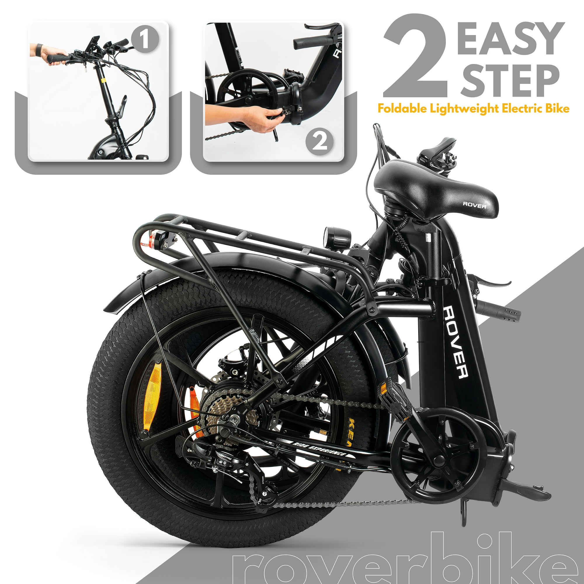 Rover By Land 500 Watt Folding E Bike with Pedal Assist Black Walmart