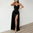 thumbnail image 2 of TaTaai Women‘s Satin Slip Dress, Spaghetti Strap V-Neck Backless Slit Midi Dress, Tie Side Slit Evening Gown, Wedding Guest Party Dress Gift, 2 of 7